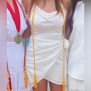 White Satin Wrap Mini Dress